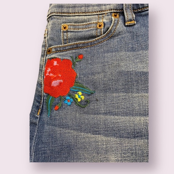 J. Crew Denim Mini Skirt with Floral Design - Picture 3 of 13